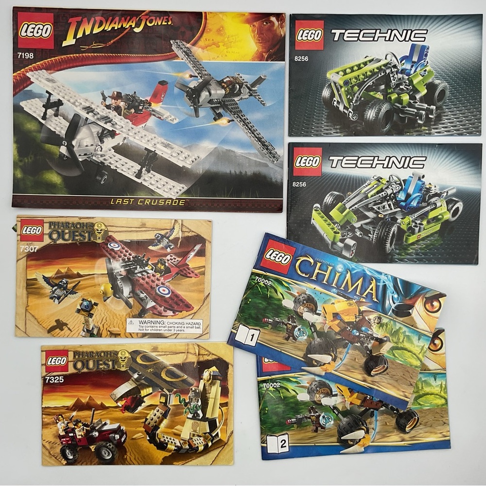 Lot x7 Lego Instruction Manual Books Indiana Jones Pharaohs Quest Chima Technic
